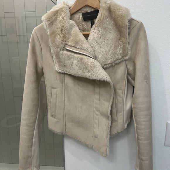 BCBG Maxazria "Clint" Cropped Faux Fur Evening Jacket - Picture 4 of 10